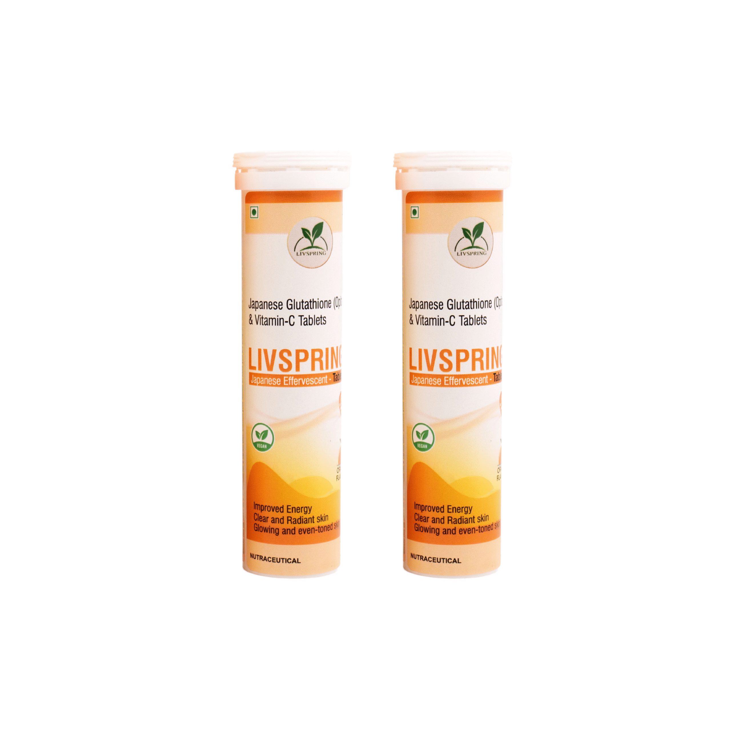 LivSpring Japanese L-Glutathione Effervescent Tablets with Vitamin C (Pack of 2)