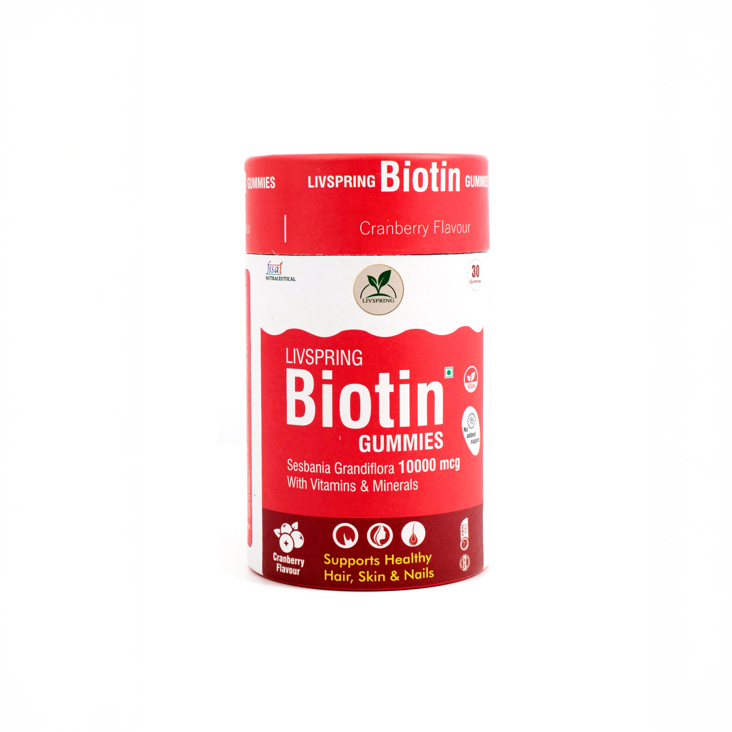 LivSpring Biotin Hair Gummies (30N) For Hair Growth