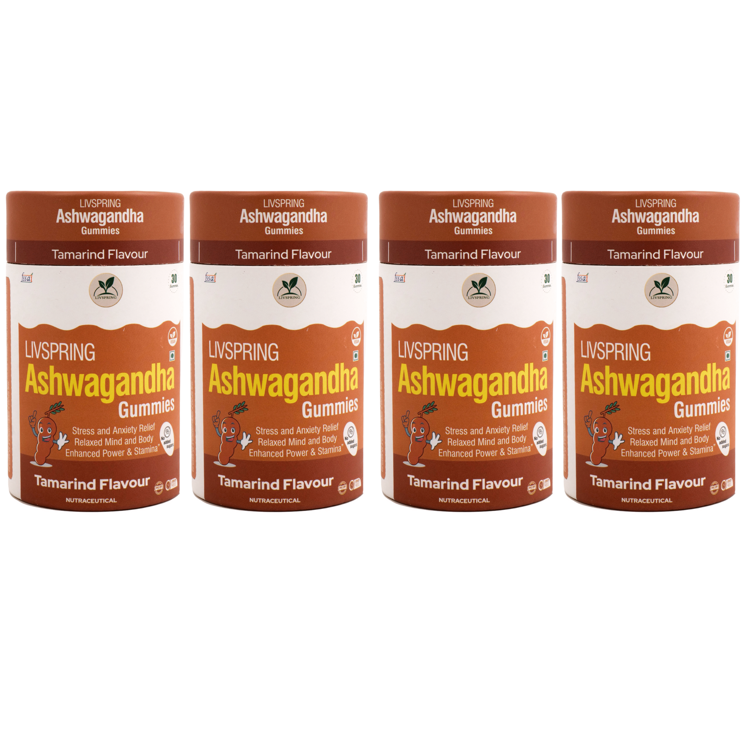 LivSpring Pure 300 mg Ashwagandha Gummies (Pack of 4)